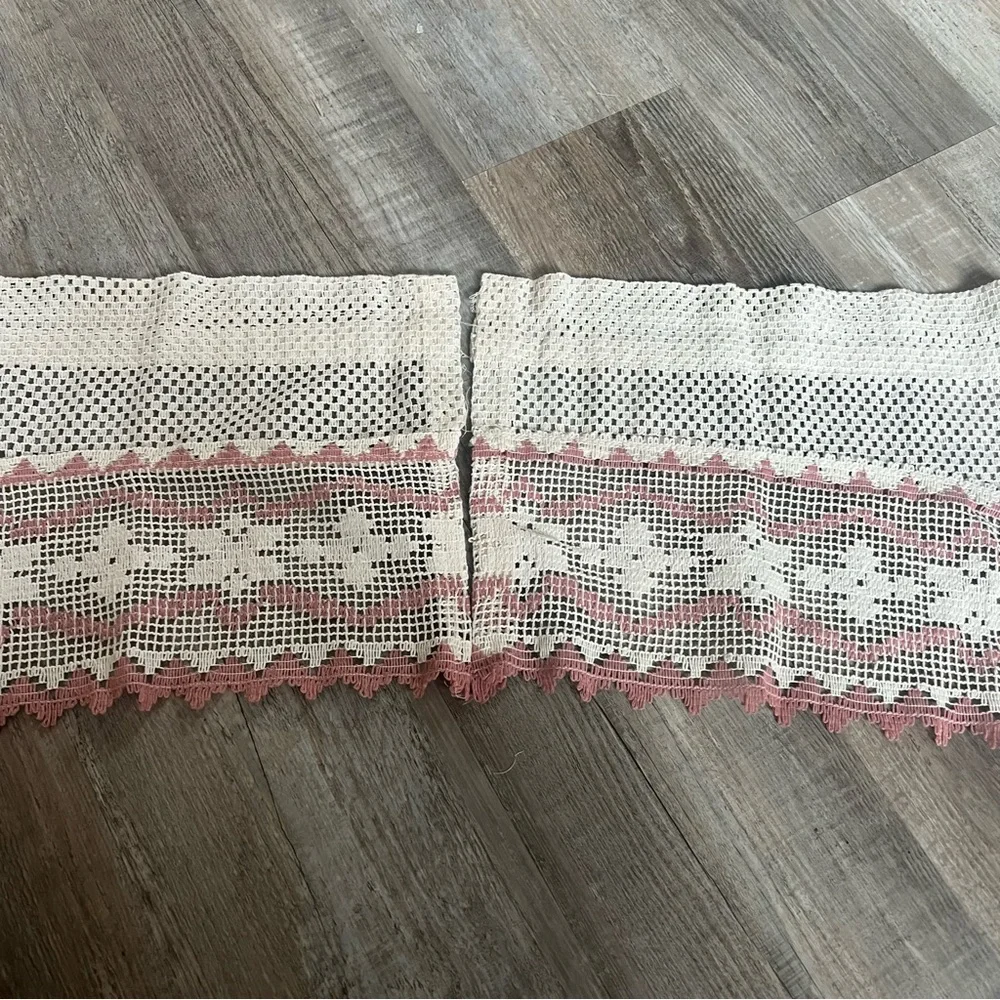 💥🍒VTG‎ Lace Cream & Maude Curtains 2 Panels 2 Valance💥🍒